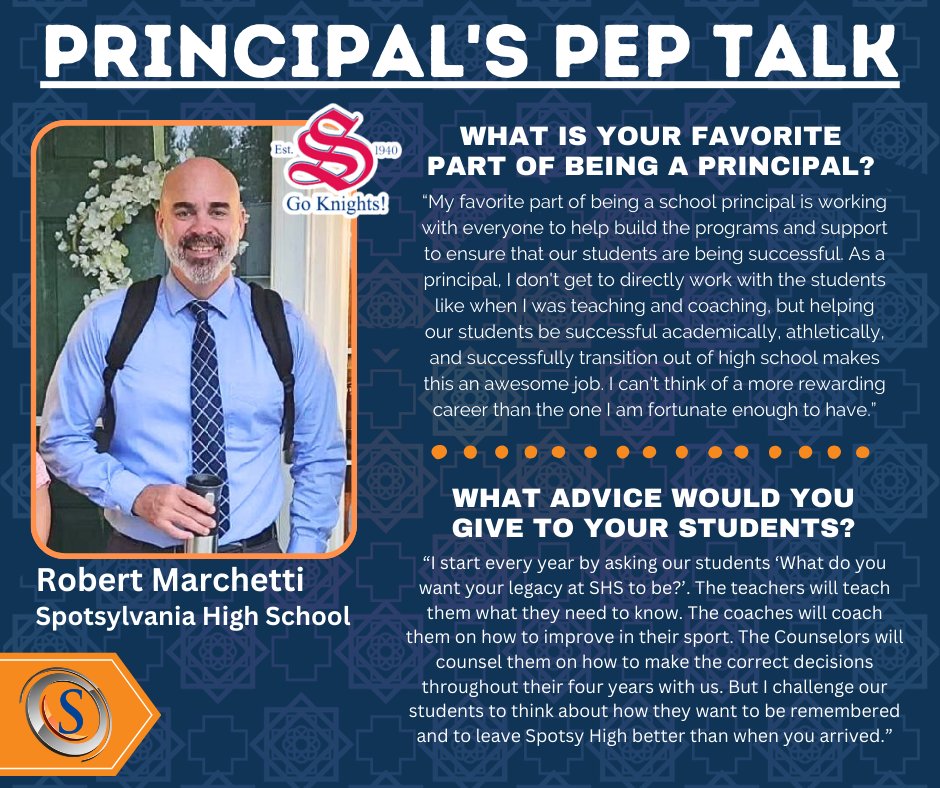 Principal's Pep Talk Robert Marchetti Spotsylvania High School #wearespotsy