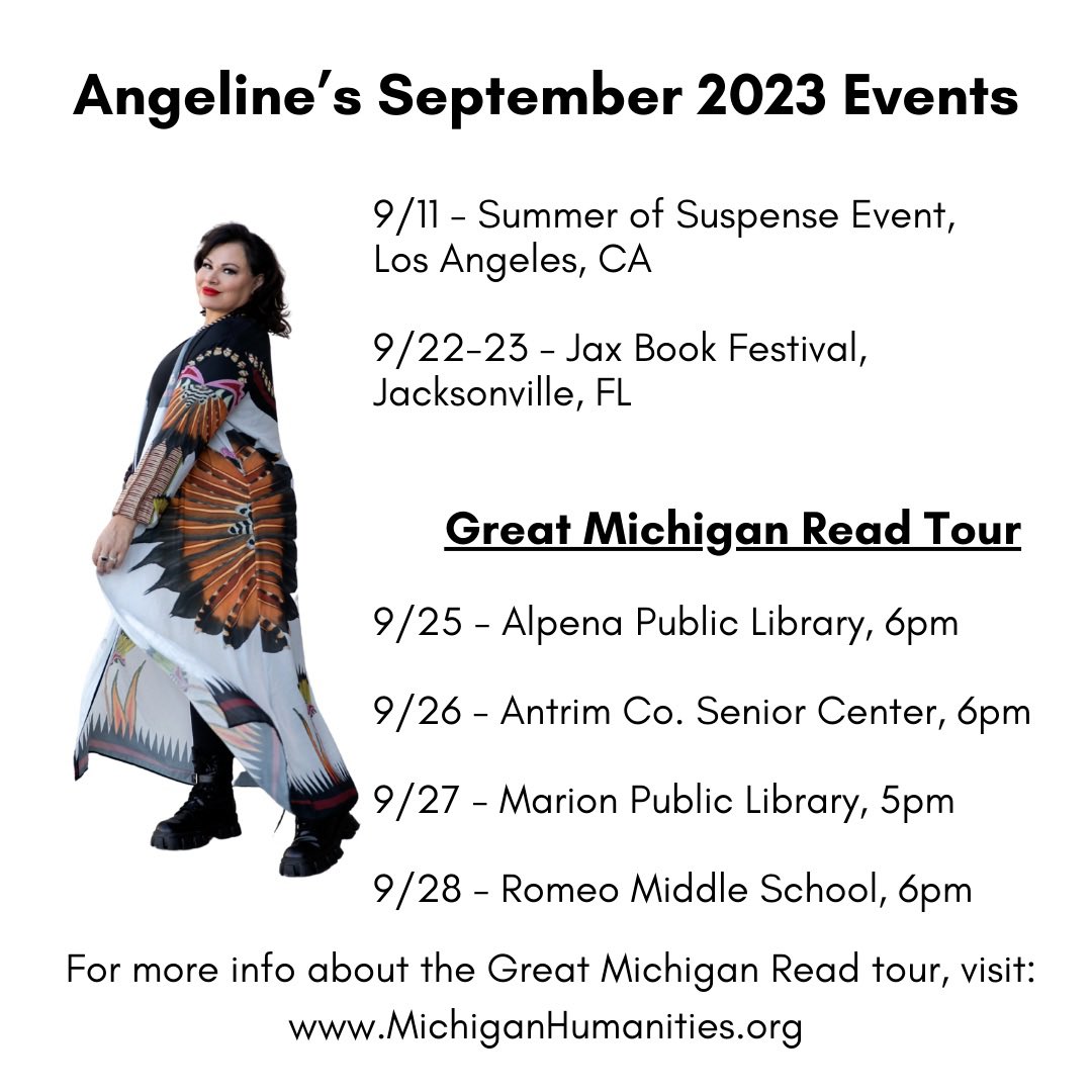 Hope to see you at one of my September events!
#FirekeepersDaughter #WarriorGirlUnearthed #AncestorsBack #NAGPRA #IndigenousAuthors #NativeLiterature #Anishinaabe 
#GreatMichiganRead