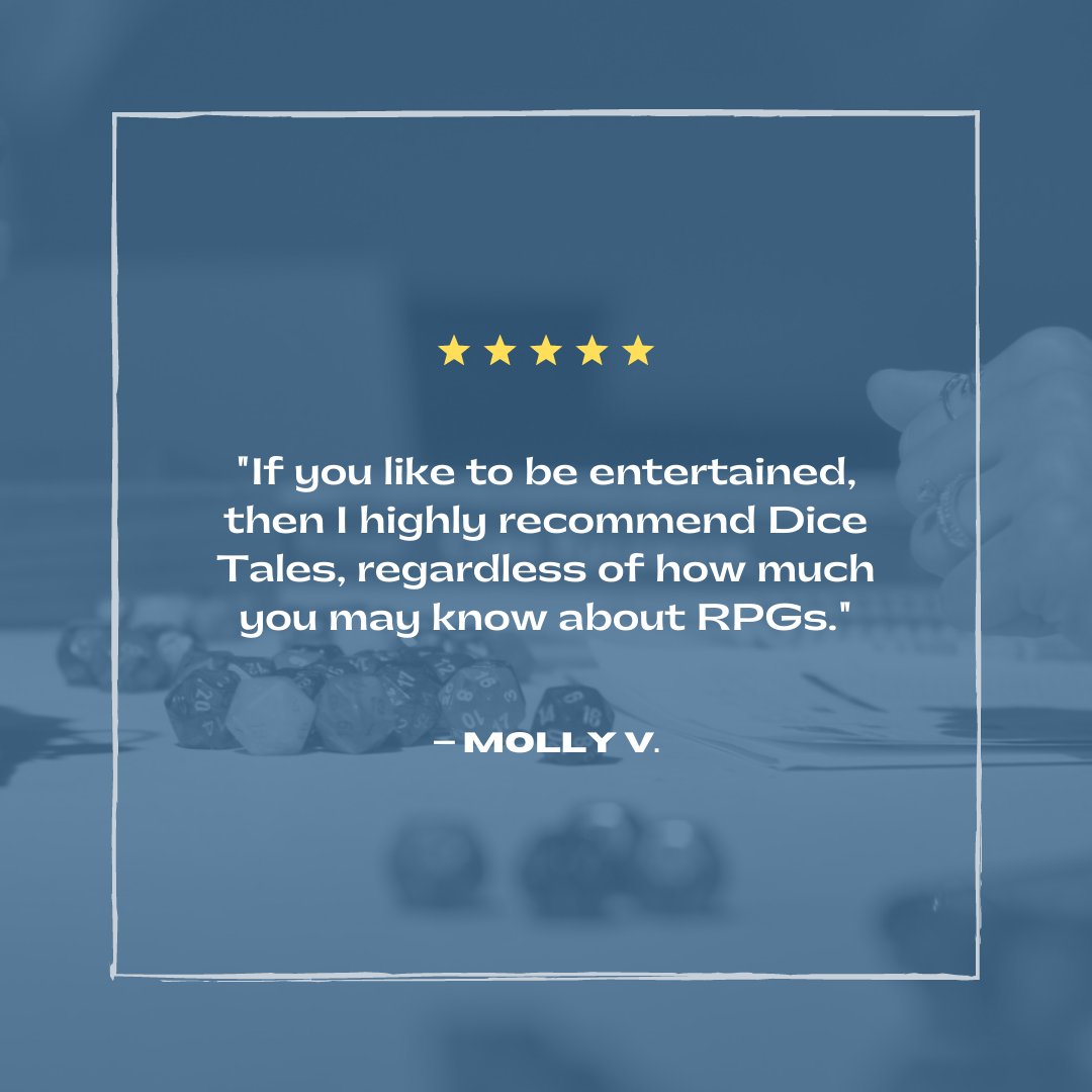 There's nothing better than kind feedback from loyal Dice Tales listeners! Thanks Molly, for your great review! ⭐️

Listen to the most recent Dice Tales episode here: l8r.it/pBxQ
.
.
.
#GamingPodcast #DND #DungeonsAndDragons #Podcast #NewEpisode #ListenNow