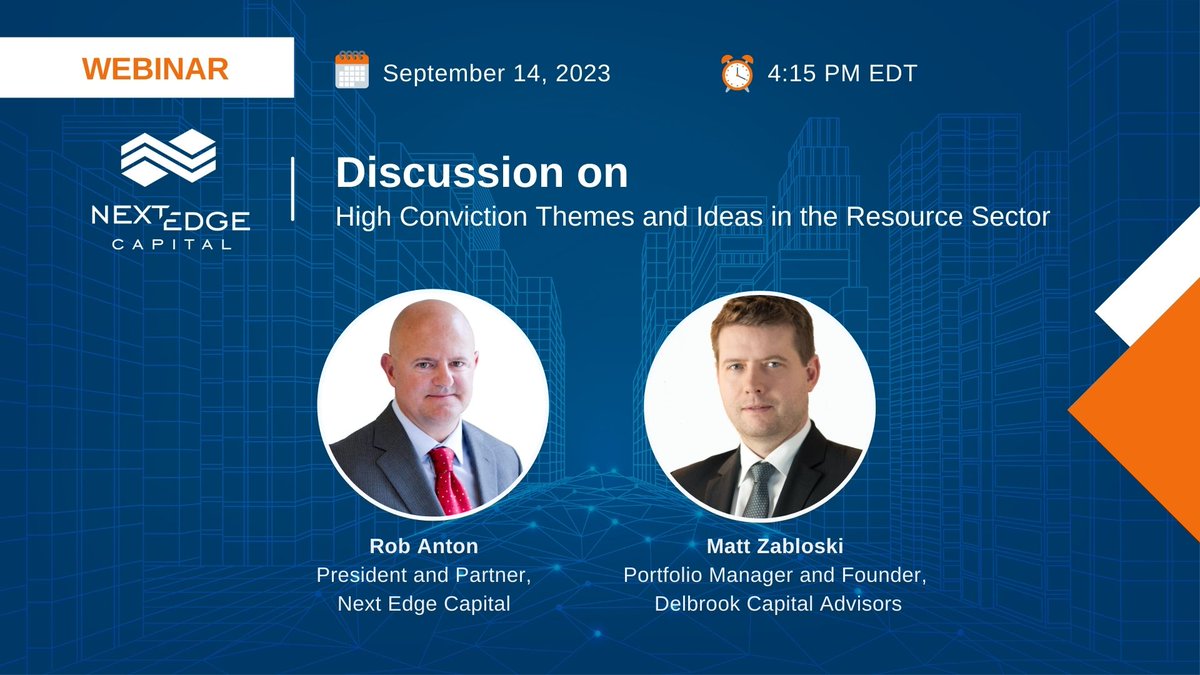 NextEdgeCapital's tweet image. Join us for a discussion on opportunities in the resource sector from a leading expert on September 14 at 4:15 PM EDT. Featuring Matt Zabloski, sub-advisor to the Next Edge Strategic Metals and Commodities Fund, as the speaker. Register now: us06web.zoom.us/webinar/regist…
#Alternatives