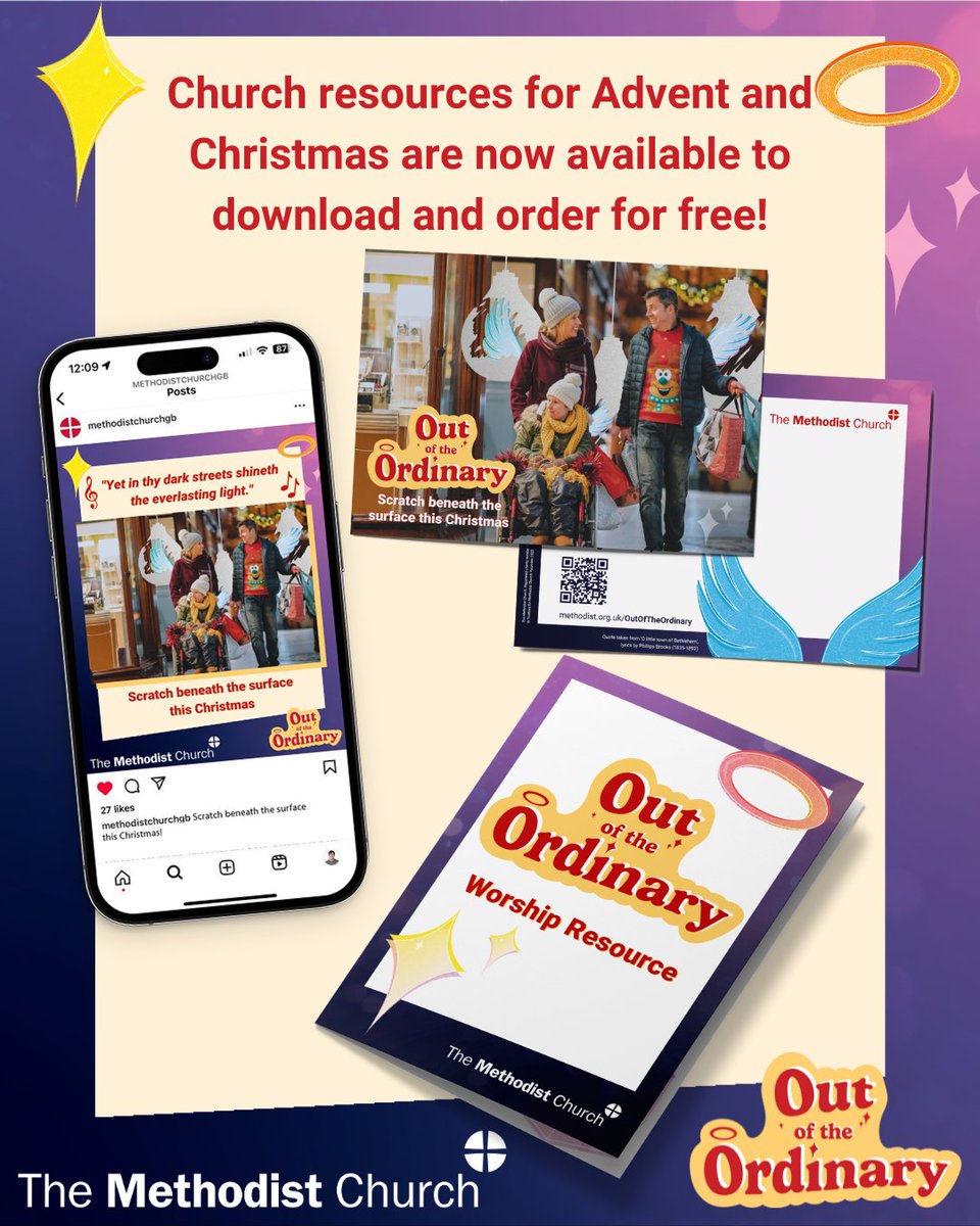 Church resources for our Advent and Christmas campaign are now available to download and order for free*.

'#OutOfTheOrdinary' invites people to scratch beneath the surface of this special time of year. Get your resources and find out more on our website: methodist.org.uk/ChristmasResou…