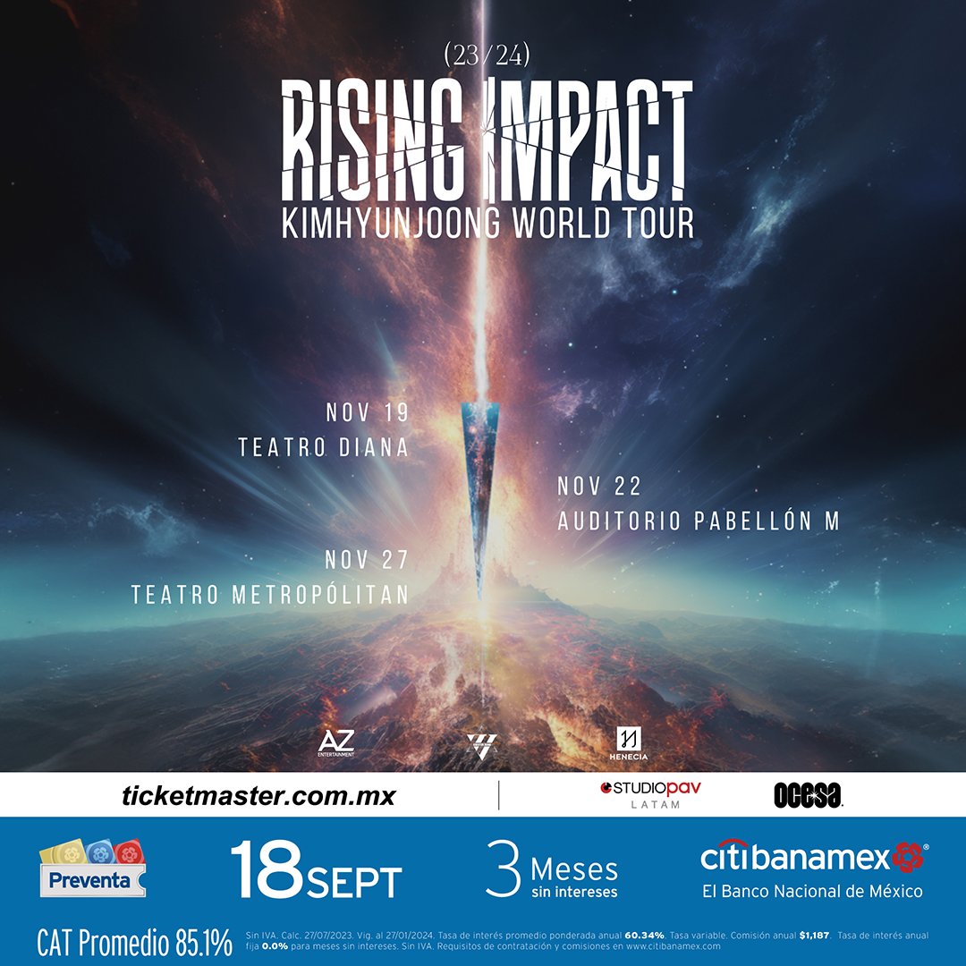ocesa_kpop's tweet image. #Henecia, te tenemos una muy buena noticia ✨ Kim Hyun Joong regresa a México con su 🏹 Rising Impact World Tour 🏹

#PreventaCitibanamex: 18 de sept 11AM

🎟️ ¡Pronto anunciaremos los mapas y precios oficiales del tour!

#KimHyunJoong  #KimHyunJoong_enLATAM #KHJ_enLATAM
