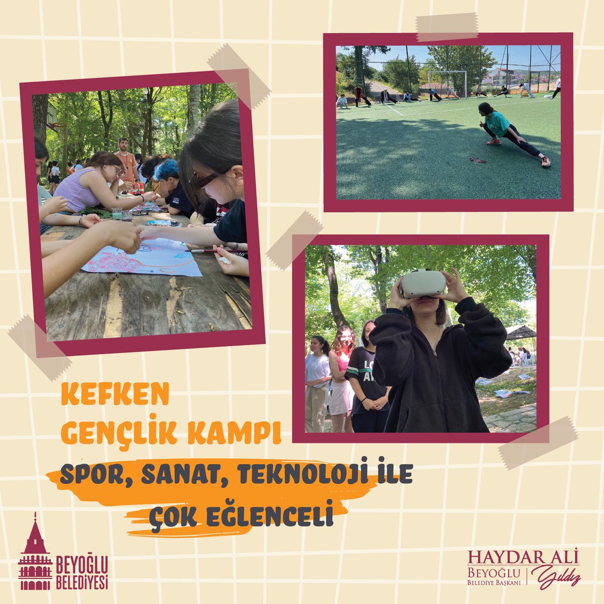 haydaraliyildiz's tweet photo. Kefken Gençlik Kampı bu yaz da etkinlik dolu. 🎉🏕️
Gençlerimiz Kefken Yaz Kampı'nda spor, sanat, söyleşi, teknoloji gibi birçok dalda çeşitli etkinliklerle doyasıya eğleniyor.
#Kefken #YazKampı #Kampu https://t.co/uEES5Uqq0r
