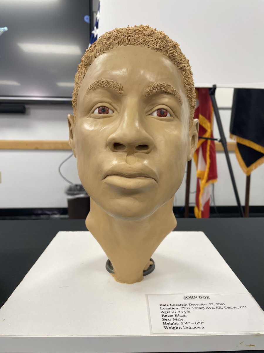 Do you know who this John Doe is? Ohio BCI just unveiled a forensic facial reconstruction of this man. His body was found in Canton in Stark County back in 2001. #unidentified #unsolved