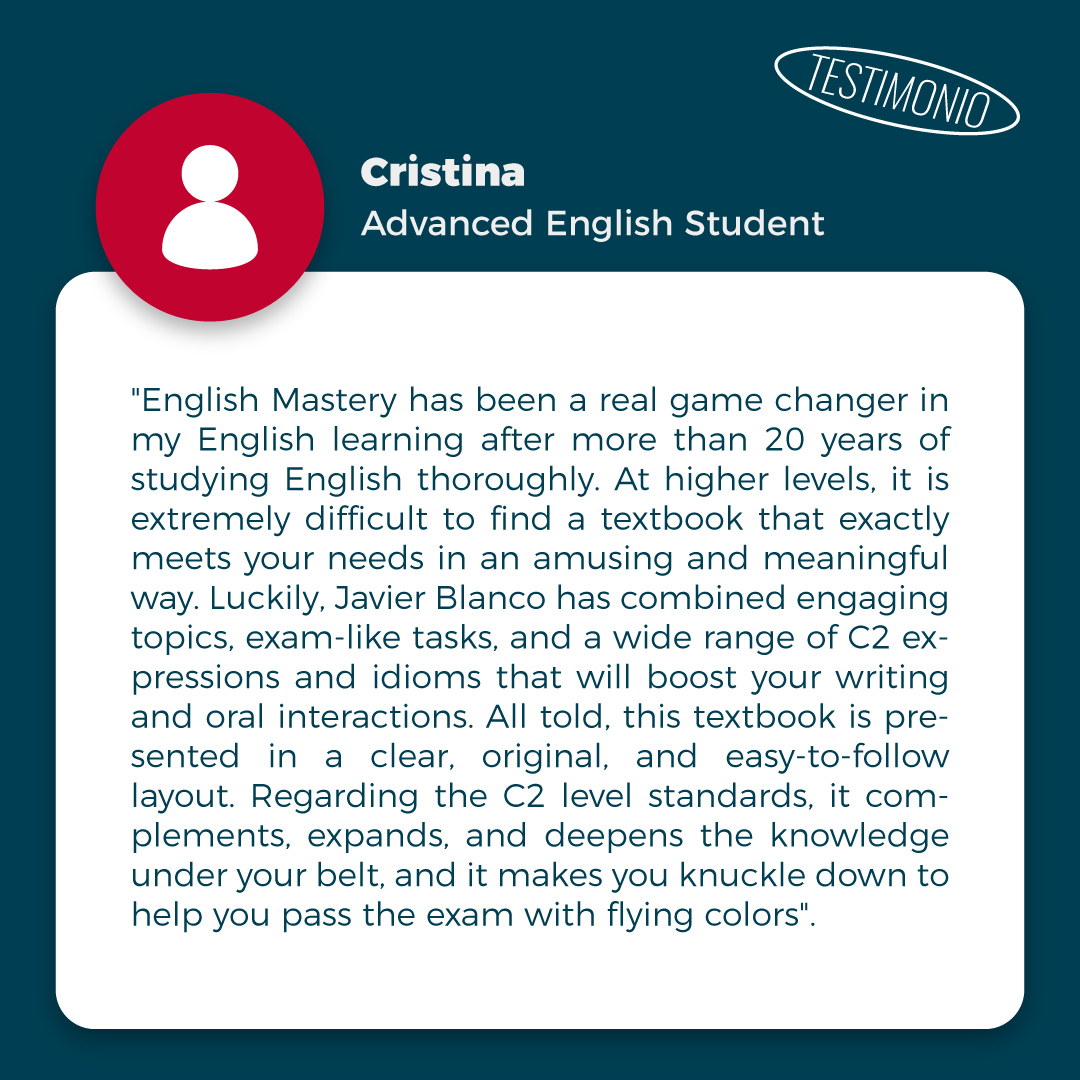 c2ENteacher's tweet photo. ¿Qué nos diferencia del resto de libros de enseñanza de #ingles c2?
Testimonio Cristina
Avanced English Student

✅Nueva edición de nuestros libros, tienes el enlace en el link de la bio, actualmente tenemos un capítulo gratuito! https://t.co/Fg9lLfGxv7