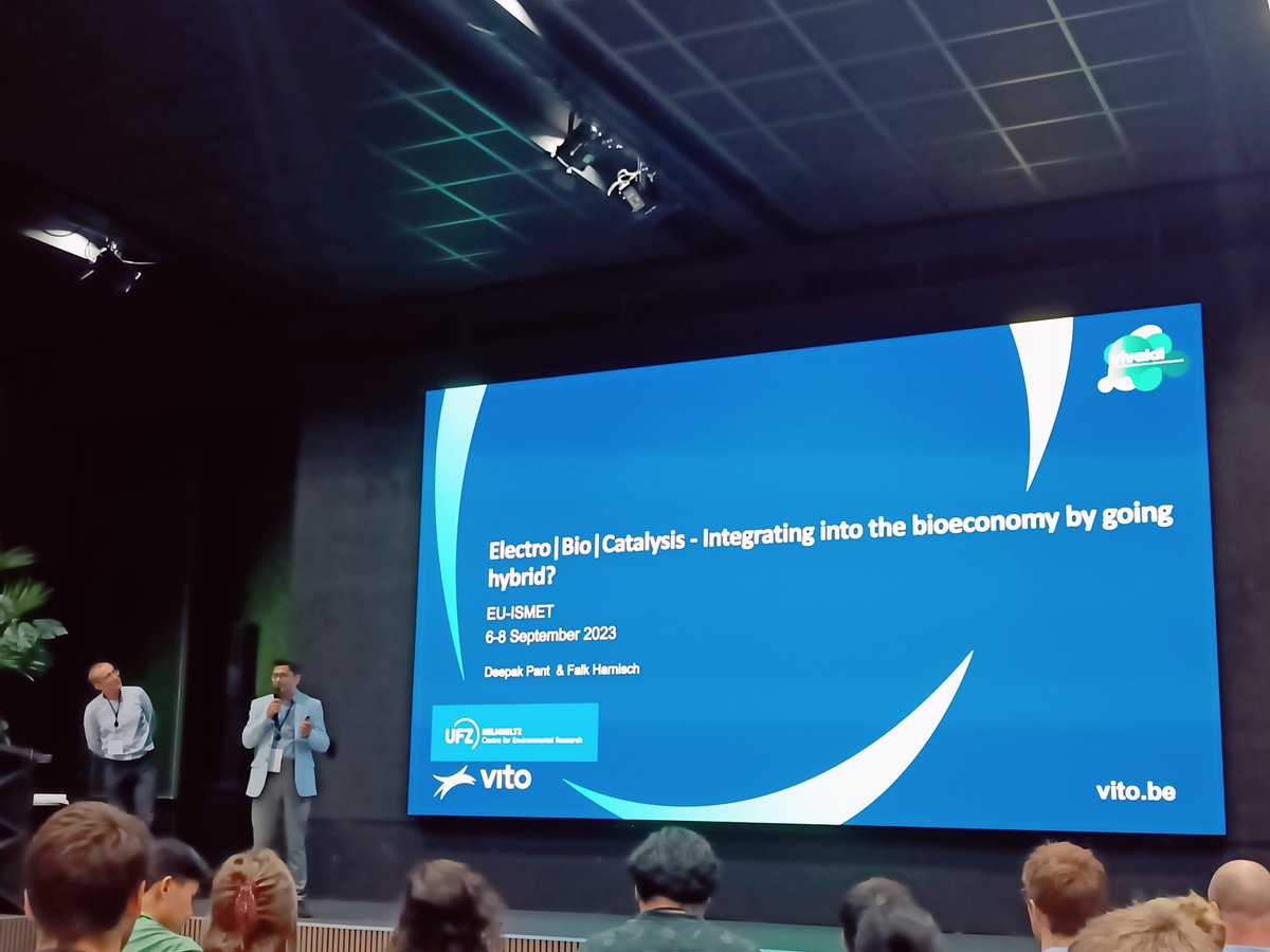 Very inspiring  talk by <a href="/pantonline/">Deepak PANT 🇧🇪🇮🇳🇪🇺</a> and @ElectricUfz (FH) on the integration options for catalysis and microbial processes!  <a href="/Vivaldi_project/">VIVALDI H2020 project</a> <a href="/euismet2023/">EUISMET2023</a>