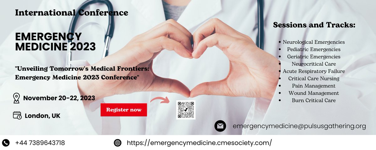 emergencymedcon's tweet photo. 🌟Join us for the #EmergencyMedicine 2023 Conference!

📝 Call for Abstracts! Share Your Insights!    https://t.co/07duQ1gBeb or mail to emergencymedicine@pulsusgathering.org

🔍 Topics: Trauma, Pediatrics,  more!

📢 Spread the word! Let's advance EM &amp; #CriticalCare together! https://t.co/ajgZWhJnbG