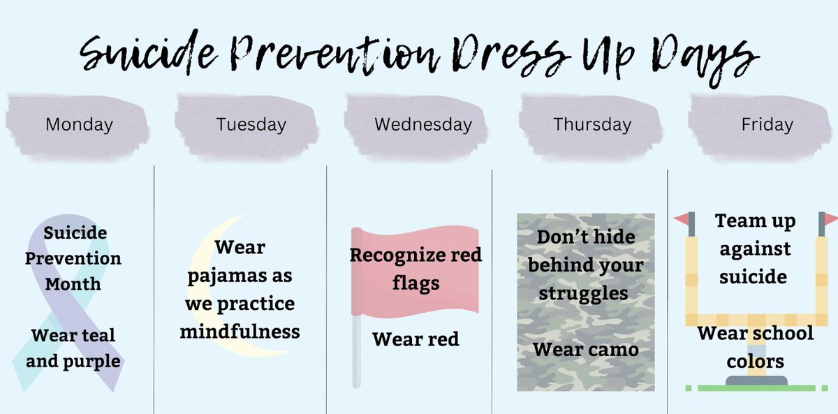#SuicidePreventionMonth Dress Up days 9/11-915