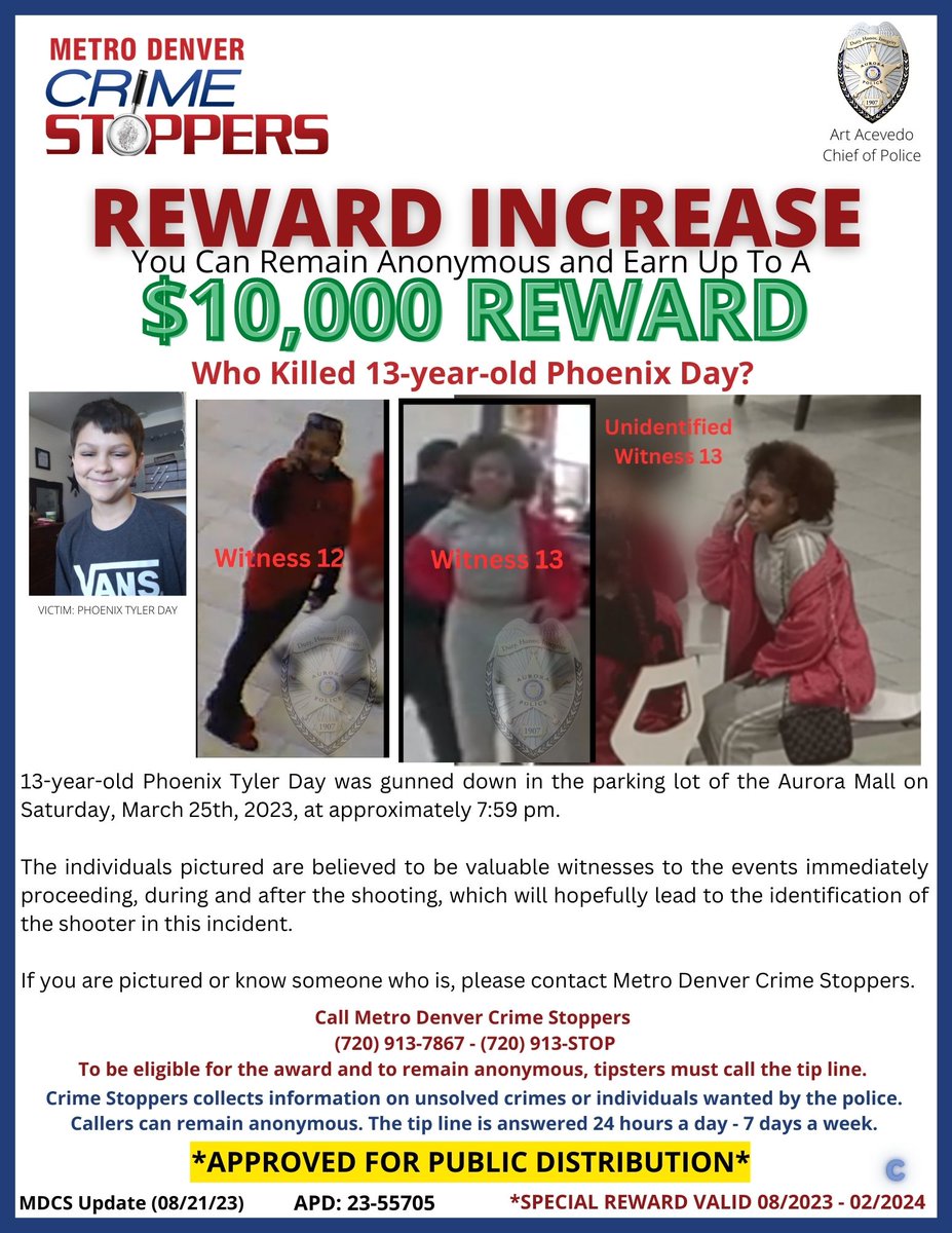 CrimeStoppersCO's tweet photo. #justiceforphoenix Recognize anyone? @AuroraCOPD would like to speak with these potential witnesses in hopes of bringing for the family of this 13-year-old who was gunned down outside of the Aurora Mall. Remain Anonymous, $$$$ Reward! #safecolorado #stopcocrime #CrimeStoppers https://t.co/8rX7to60im