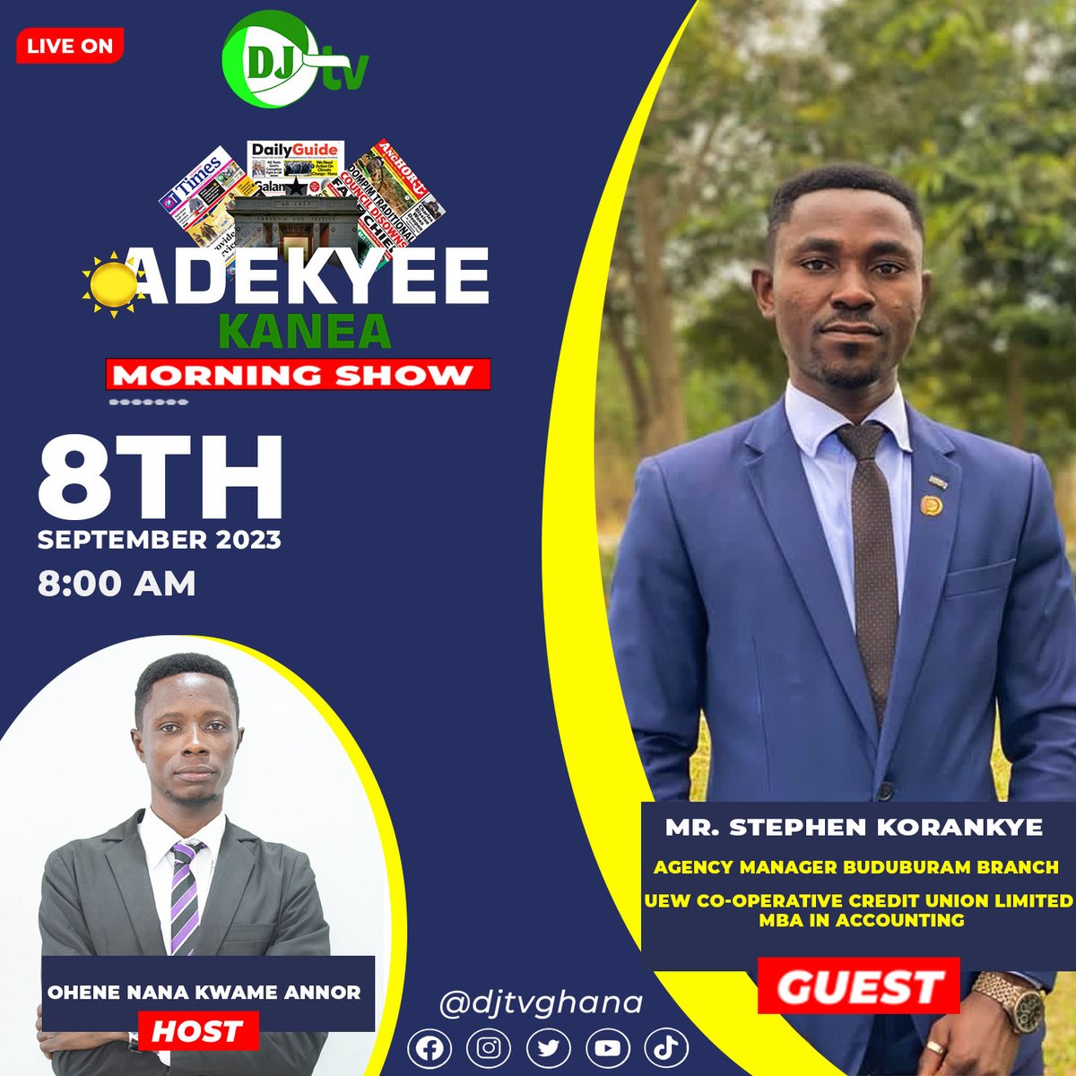 DJTVGHANA's tweet photo. STAY TUNED ON DJTV MORNING SHOW!!!
@DJTVGHANA
#MORNINGSHOWS #NEWS #GHANA https://t.co/SbtbcYytJ2