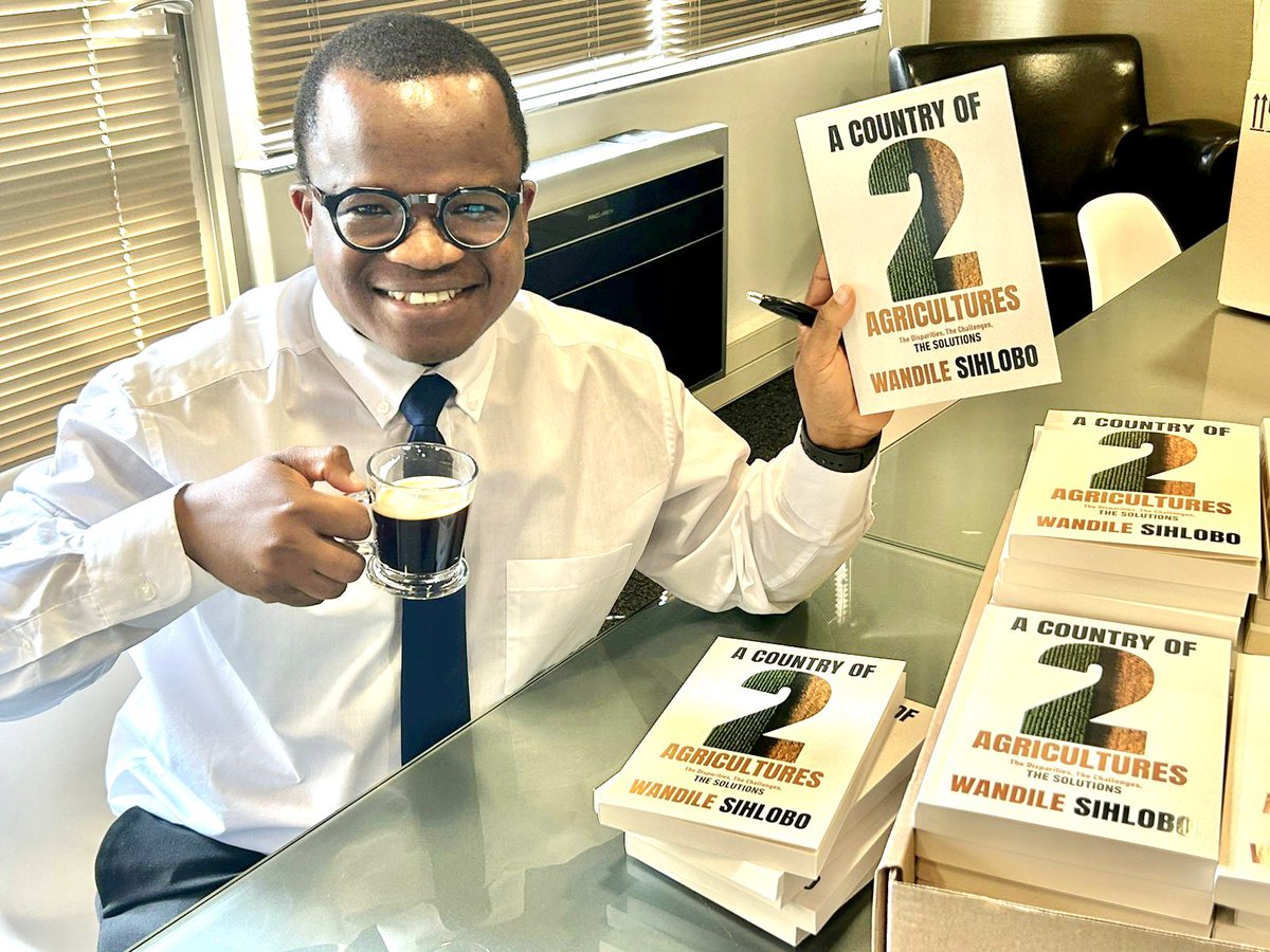 WandileSihlobo's tweet photo. This afternoon at the office I signed a few copies that were dropped here for signature and a note ✨😎

My new book, “A Country of Two Agricultures”, is available nationwide in all good bookstores and all eBooks platforms. 

I appreciate your support, folks! 🇿🇦✨ https://t.co/x3ONWKlnHu