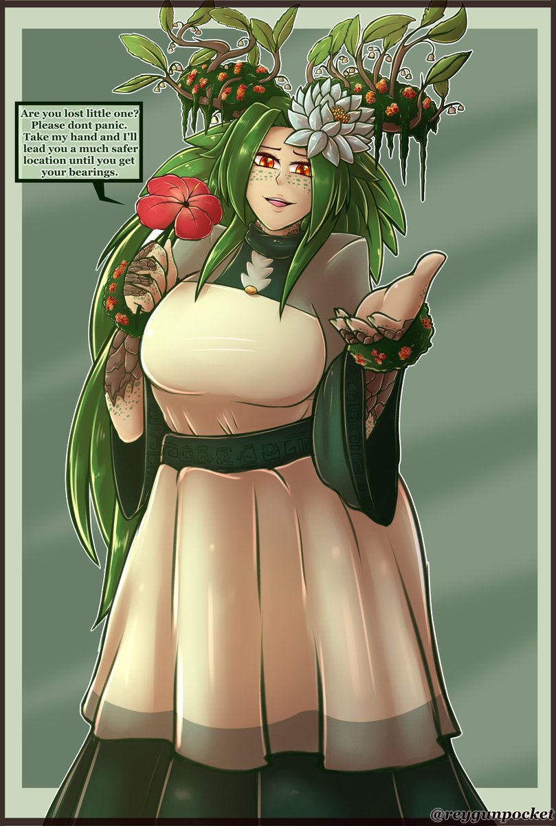 reygunpocket's tweet photo. Commission for @RaenThis of their OC Magnolia Primrose.
A caring dryad that simply wants to do good and explore.

#digitalart #fantasy https://t.co/eTP0wmq2oZ