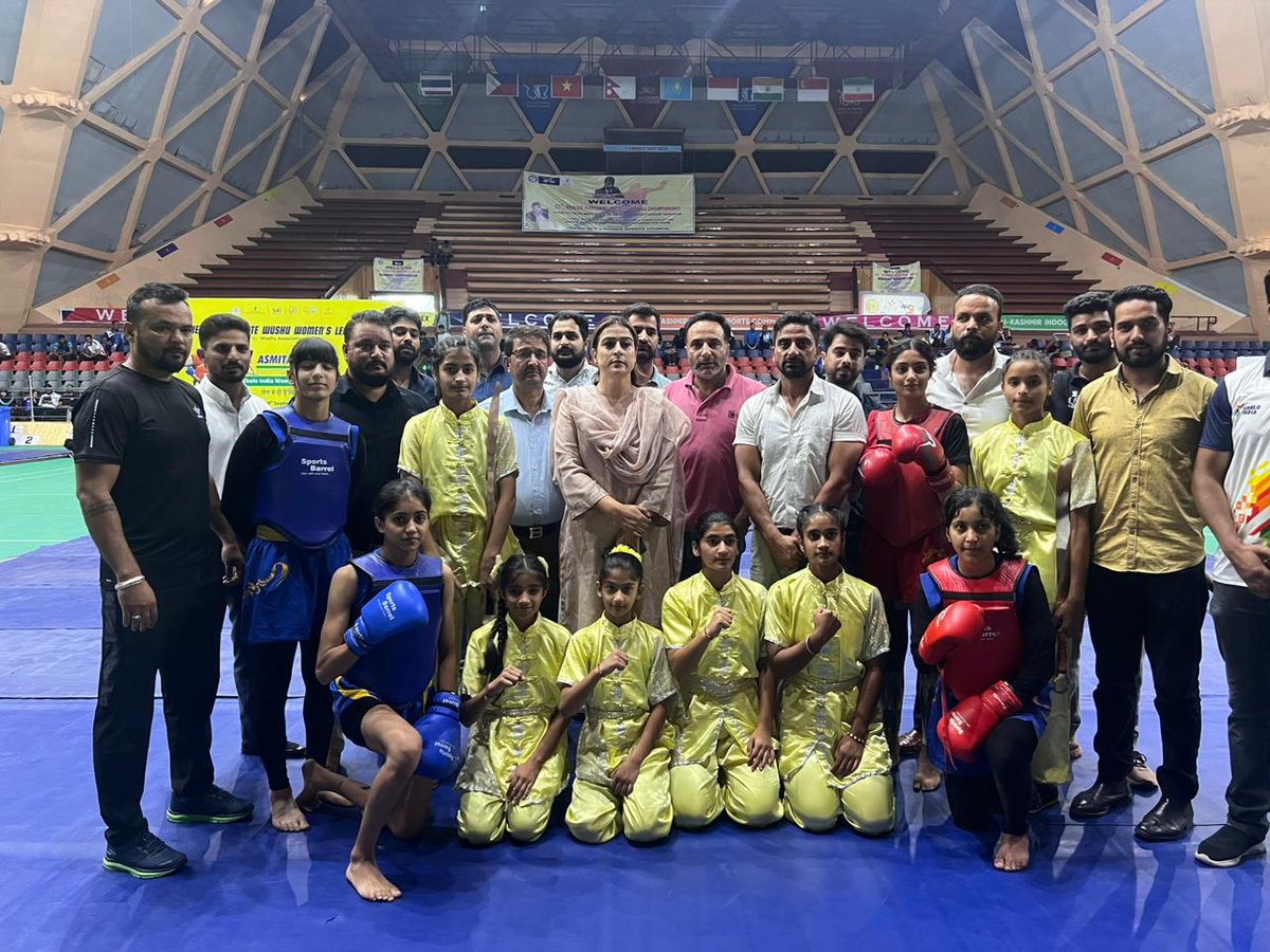 JKSportsCouncil's tweet photo. Two days #KheloIndia women's Wushu league commences today.
Today Secretary @JKSportsCouncil Ms. @nuzhatjehangir inaugurated 02 days Khelo India women's Wushu league championship at #SKISC Srinagar, In which 700 girls from 15 districts of the UT J&K are participating. https://t.co/dFZw4myWoT
