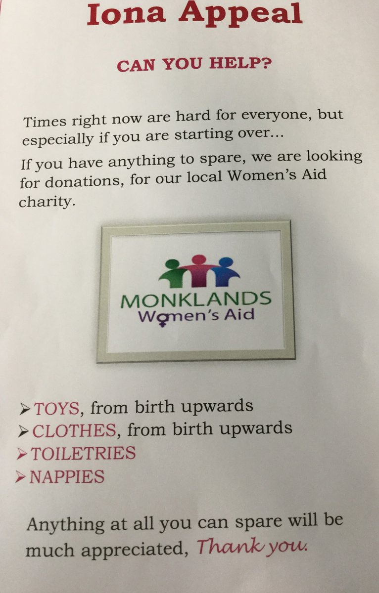 Our Harvest collection this year is to support Monklands Woman's Aid so any unwanted things you can spare that you might have at home would be gratefully received. Please feel free to send any items in in school bags. Many thanks!