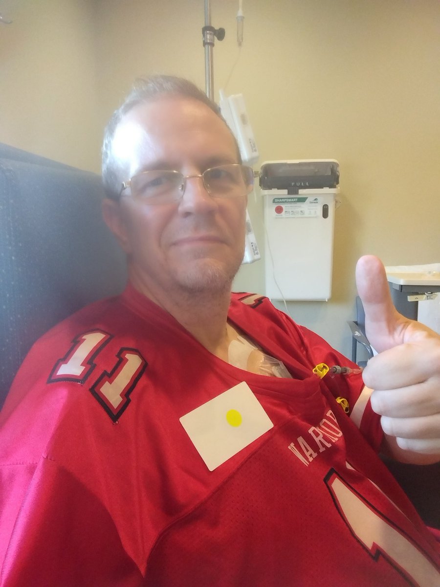 BretLeuthner's tweet photo. The fight has begun! First infusion day. Time to #FightLikeHell and kick cancer's ass again! https://t.co/tiG1mp4Z1J