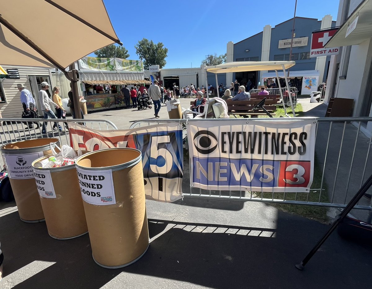 EmmaBensontv's tweet photo. Lots of fun at @EastIdahoFair yesterday! Thank you all for your canned food donations 🫶 We’ll be there again today from 10-1 collecting school supplies for our local students & teachers! #easternidahostatefair #eisf #funatthefair @localnews8 @News_3_Now https://t.co/VwBSoWG7Fk