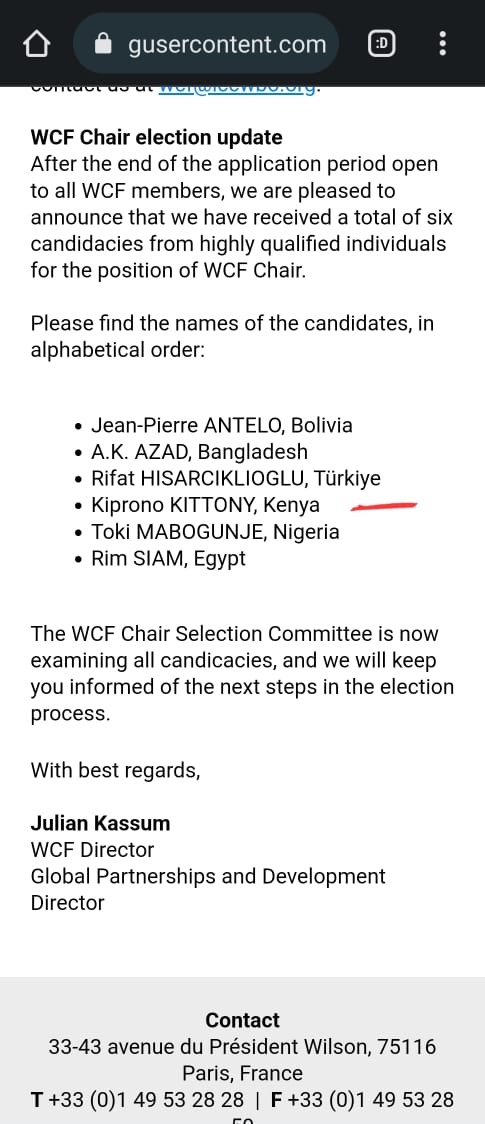 I'm delighted to offer my candidature for the position of World Chamber Federation Chair. If successful, this will be a great opportunity to attract investors to Kenya and drive growth in the value and volume of our exports @kenya_chamber