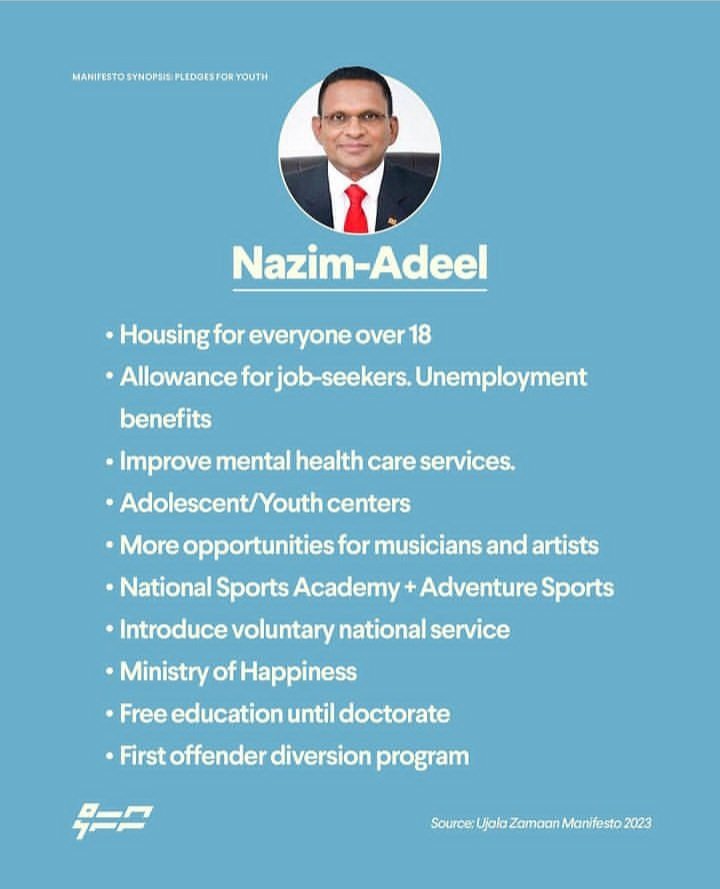 MNP_Lanka's tweet photo. Pledges for the youth from MNP manifesto! 
Vote for a president who could, and will, support the future generations to bring out greater economic growth!
Vote for no.8!

#mnp #mnplanka #mnpoverseas #nazim2023 #nazim2023mv #maldivesnationalparty #ujaalaazamaan https://t.co/VHH0eueGxs