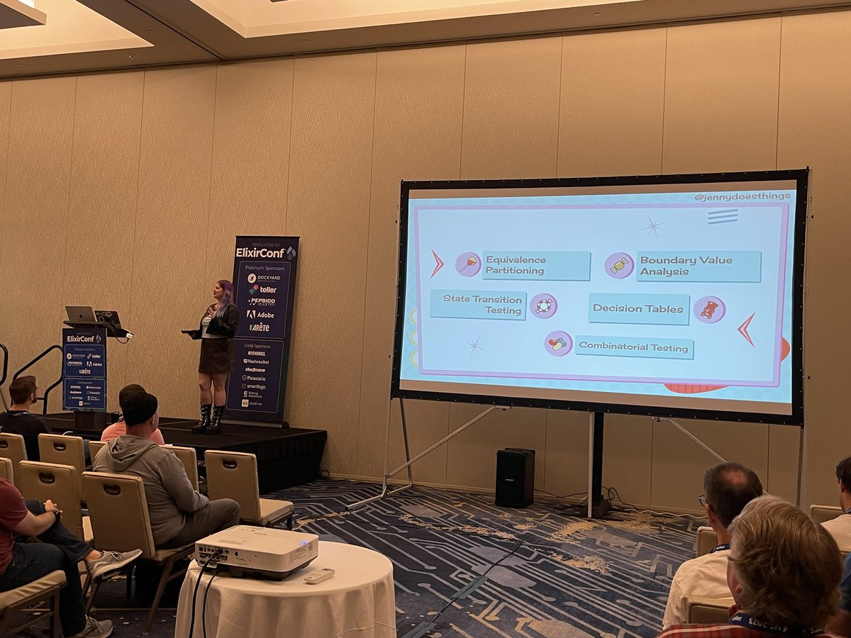 joshprice's tweet image. @jennydoesthings taking us through black box testing techniques 

#elixirconf