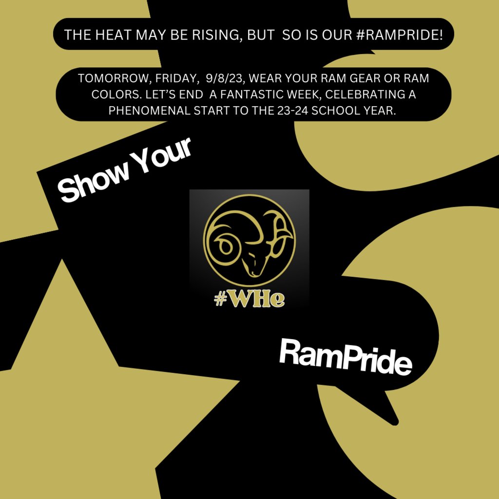 Show your Ram Pride tomorrow 9/8 and wear Ram Gear or Ram Colors! @whufsdrams #WHe
