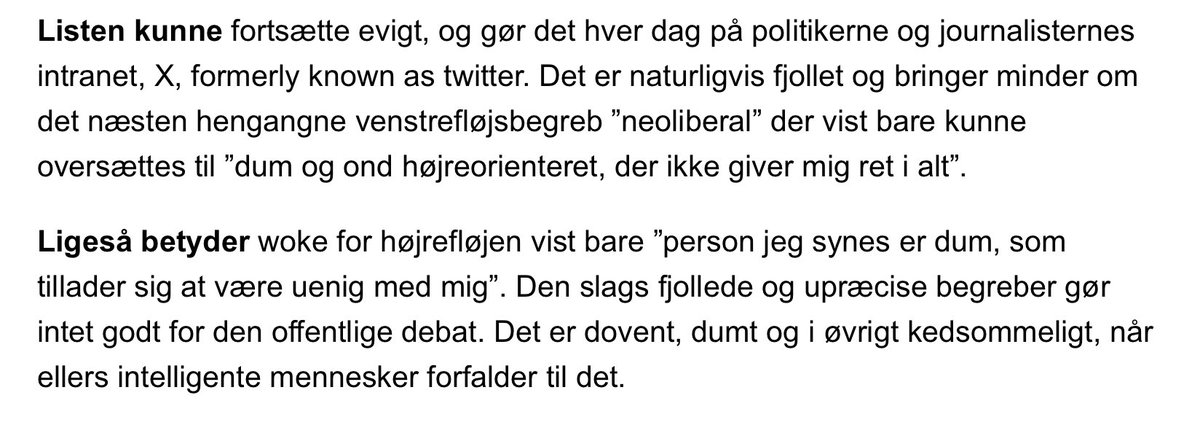 Højrefløjen har fået et nyt yndlingsord. Jeg er ikke imponeret.

Med andre ord. Ny blog hos <a href="/EkstraBladet/">Ekstra Bladet</a> 
Link

ekstrabladet.dk/opinionen/leif…

#dkpol #dkmedier