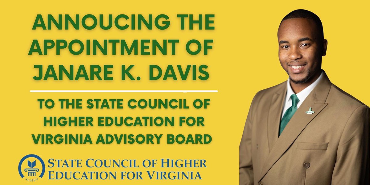 JanareKDavis's tweet photo. Late twitter post! But, I am elated to serve the students of Norfolk State &amp; the 519,000 students in Virginia’s Higher Education system. #BEHOLD #FromPortsmouthtoanywhere @Norfolkstate @SCHEVnews https://t.co/8dkyNqn8F2