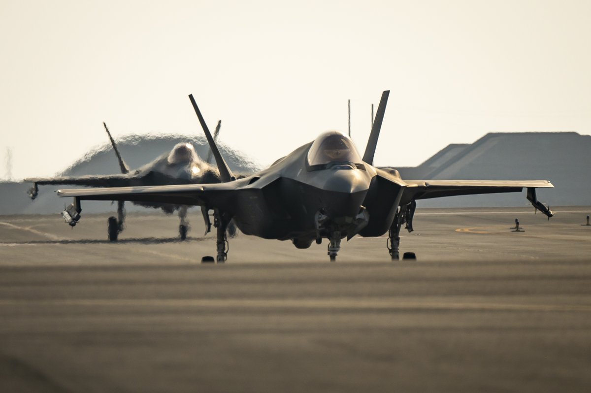USAFCENT's tweet image. .@usairforce 421st Fighter Squadron #F35s were at the @grandslamwing to strengthen partnerships &amp;amp; foster collaboration with Qatar Emiri Air Force conducting missions to promote regional security &amp;amp; safeguard freedom of navigation in the region

@CENTCOM @388fw #PartnerForStrength