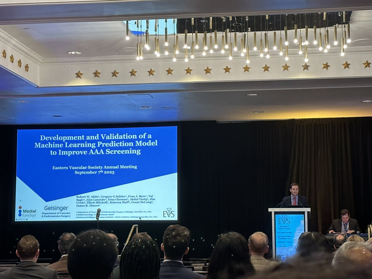 TLewisMD's tweet photo. @GeisingerVasc fellow Will Abdu presenting his research at #EVS2023 https://t.co/C7pkP7Lc5j