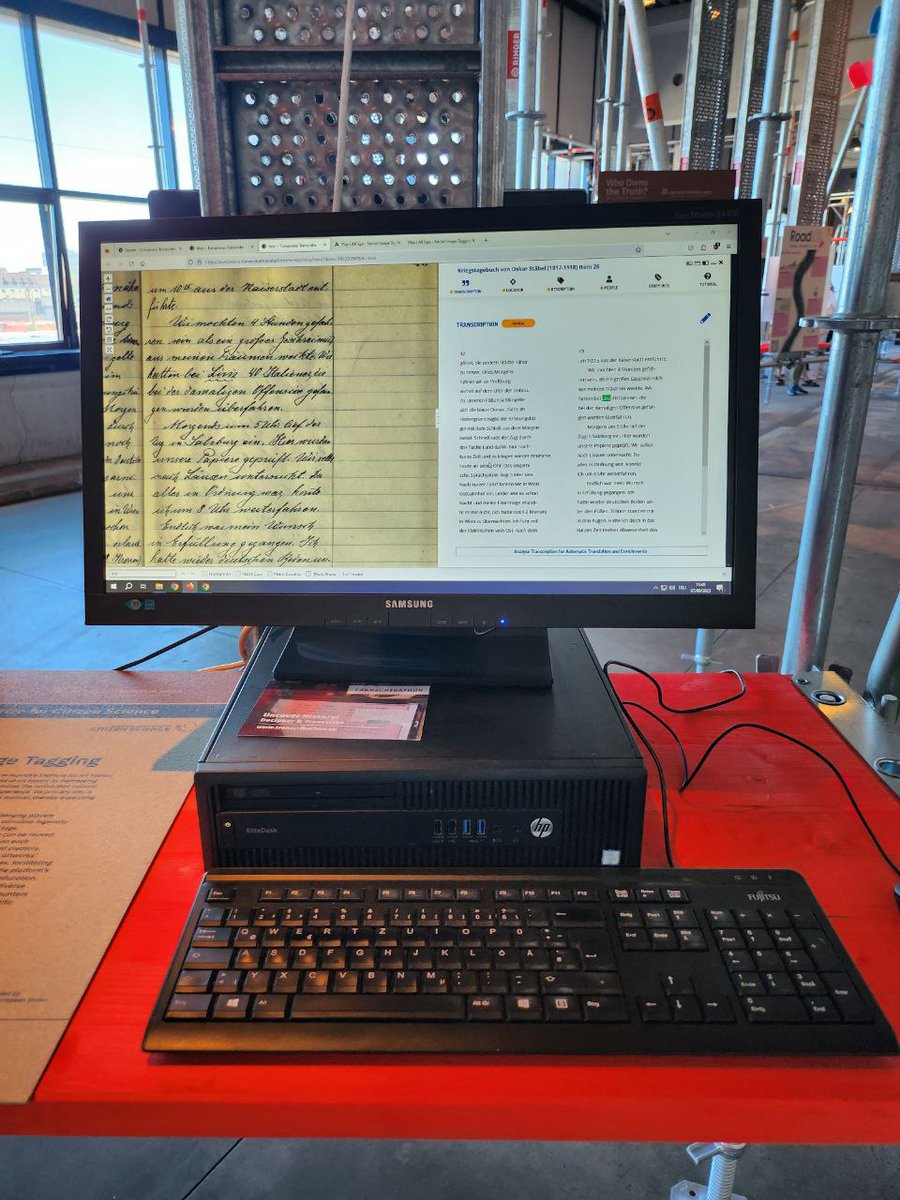 transcribathon's tweet photo. Come to #postcity first floor of the #arselectronica23 festival in #Linz and try out to transcribe handwritten documents. #citizenscience https://t.co/HMAzPB2ikC