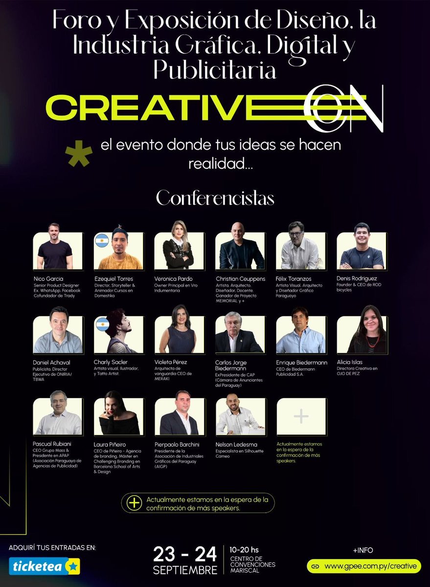 nicogarcia's tweet photo. El 23 y 24 de este mes nos vemos en #CreativeCon 🙌🏻
Vas a conocer y explorar las últimas tendencias, tecnología, inteligencia artificial, publicidad, diseño y estrategias de marketing digital.
De la mano de los máximos expertos del marketing... y yo. https://t.co/egpgm6T46O