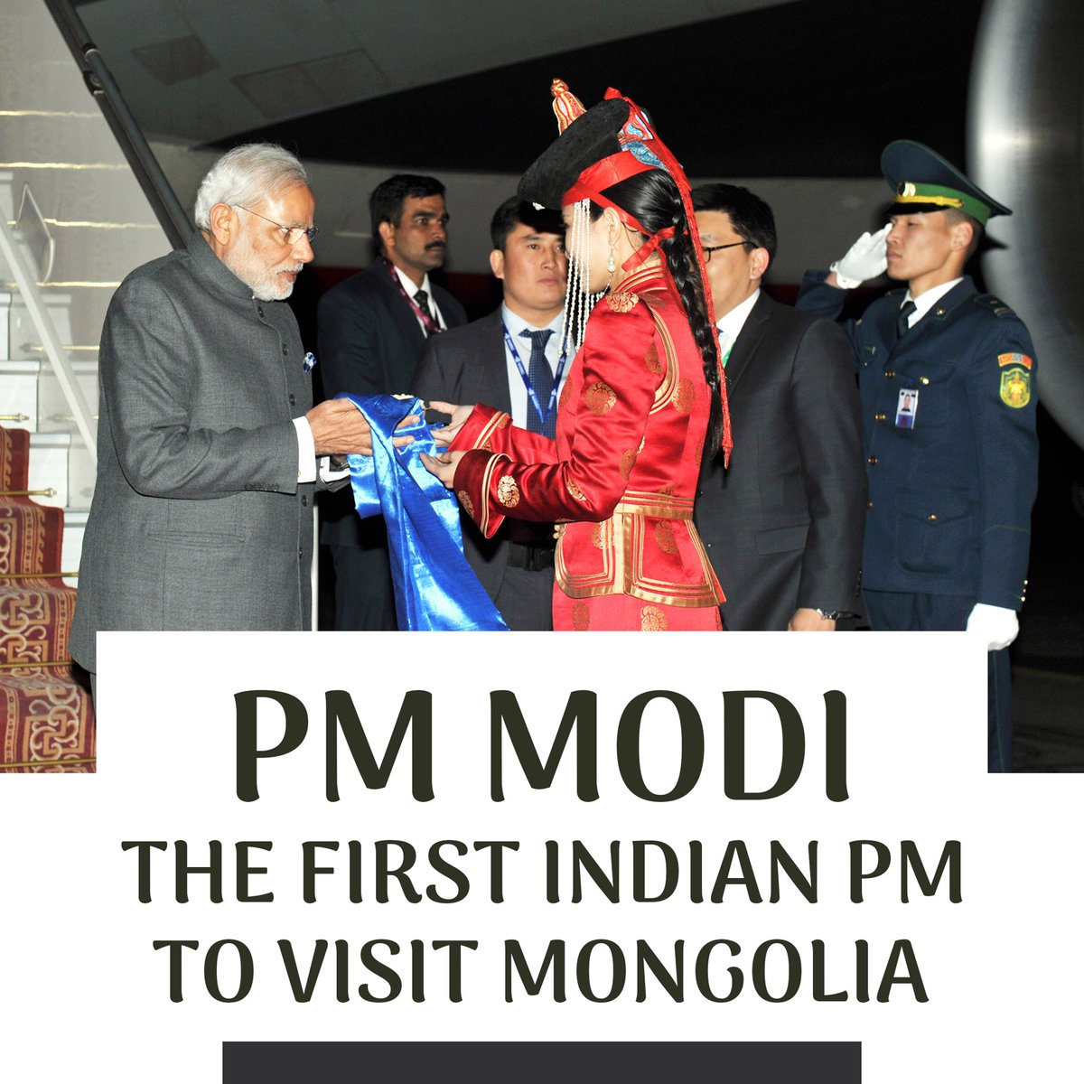 BJP4India's tweet photo. One of the many firsts of PM Modi.

He is the first Indian Prime Minister to visit Mongolia. https://t.co/JGh7ITh6ss