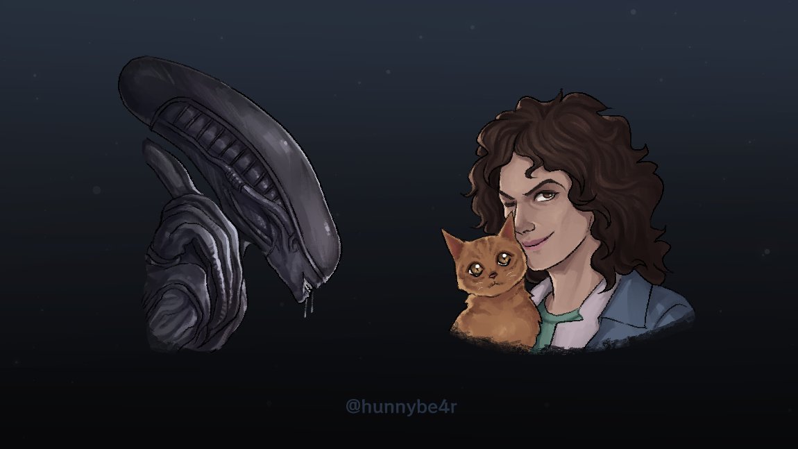 the xenomorph, ellen ripley and (most importantly) a pussy 🐈 #dbd #deadbydaylight #dbdfanart #alien #jonesy