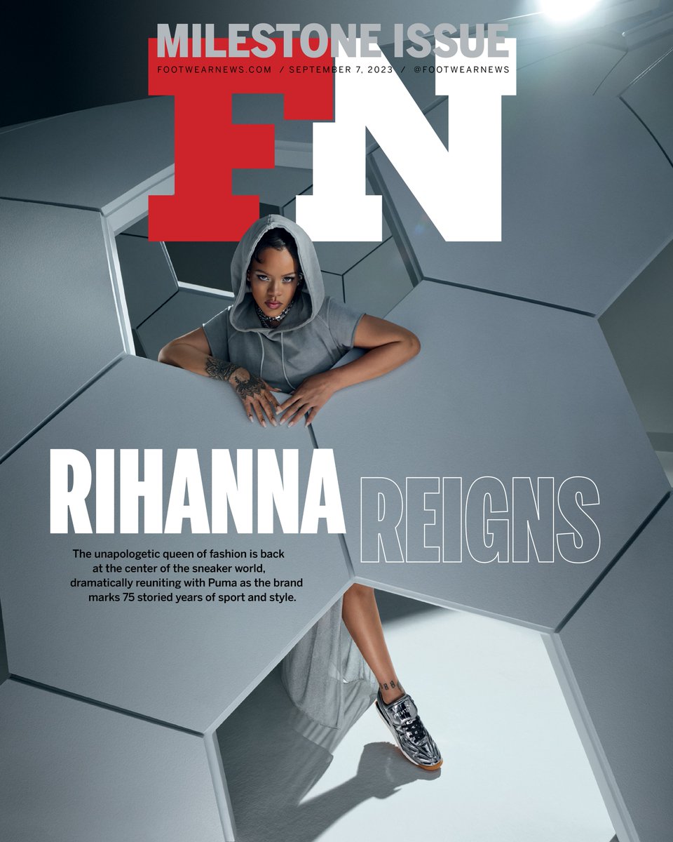 FootwearNews's tweet photo. .@rihanna is back at the center of the sneaker world. The superstar, who covers FN’s September issue is ready to make big return to @Puma. After striking gold once with the Creeper, the pair is looking to do it again, this time with a fresh take on the classic Puma Avanti. FN got an exclusive first look at the campaign and talked to Rihanna about her vision for her new Fenty x Puma collection. Read it now! https://t.co/gND6Laa0wZ