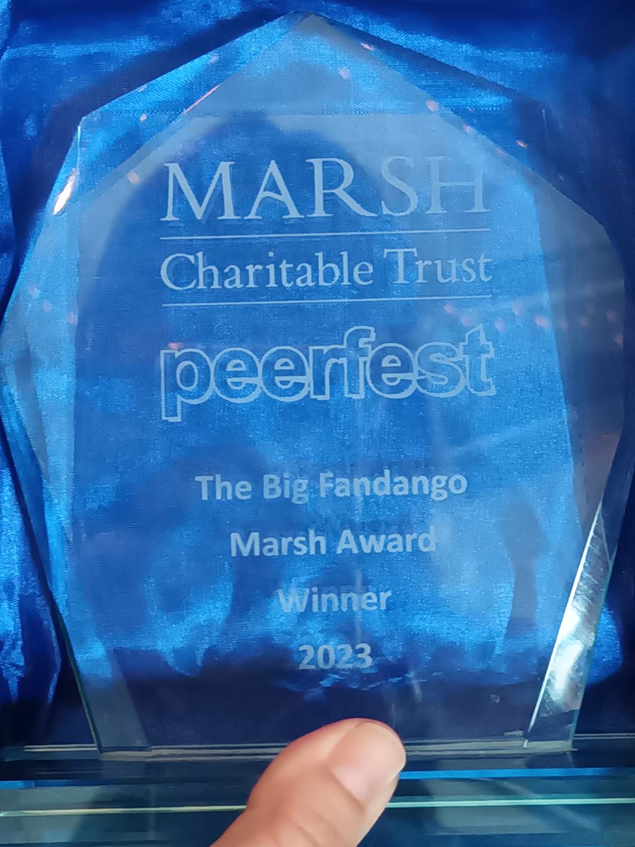 big_fandango's tweet photo. Wow...thank you @peerfestuk @MarshAwards and @MindCharity ...our first ever award for our creative work around suicide prevention.  We are incredibly grateful! https://t.co/HwnIbgDSxi