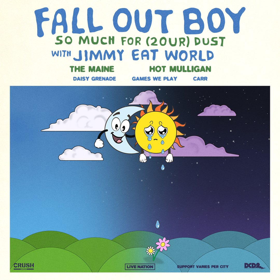 So Much For (2our) Dust 🪩🪩 🎉🎉 Can’t wait to join <a href="/falloutboy/">Fall Out Boy</a> <a href="/jimmyeatworld/">Jimmy Eat World</a> from 2/28 to 3/16 

Tickets are on sale Friday September 15th @ 10am local time.