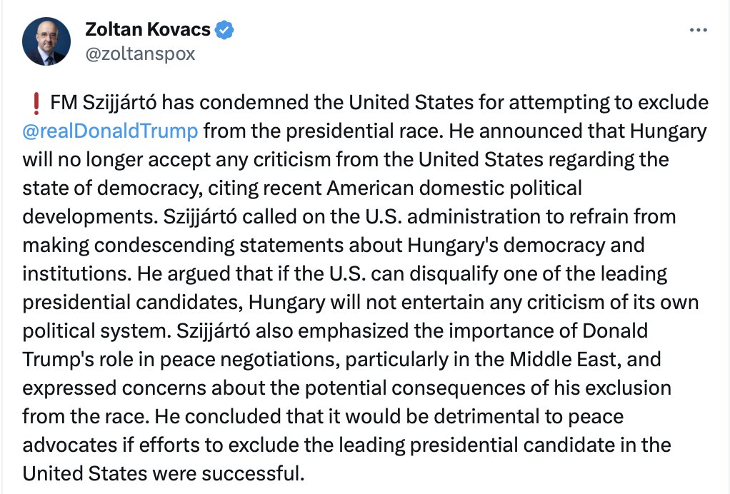 panyiszabolcs's tweet photo. The Orbán government's anti-U.S. rhetorics has reached a new level. Now they're almost on par with Russia, Iran, or even North Korea. 

It seems to me that they're building a narrative to frame possible U.S. sanctions against corrupt Hungarian individuals as 'political revenge'. https://t.co/JYEkKTAwSU