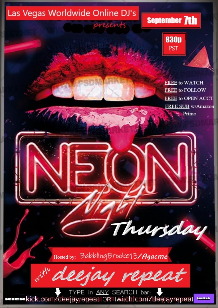 DeejayRepeat's tweet photo. At 830p PST 10p CST 1130p EST times. LIVE from Las Vegas NEON Thursday' LIVE!
FREE to WATCH,FOLLOW & to OPEN an ACCT. CLICK: https://t.co/NX13G4bteg https://t.co/0JzWFTQLxD
#dance #music #djlife #dj #party #electronicmusic #trending #dopedjs #producers #bhfypsee #youtube https://t.co/WDOlOChK19