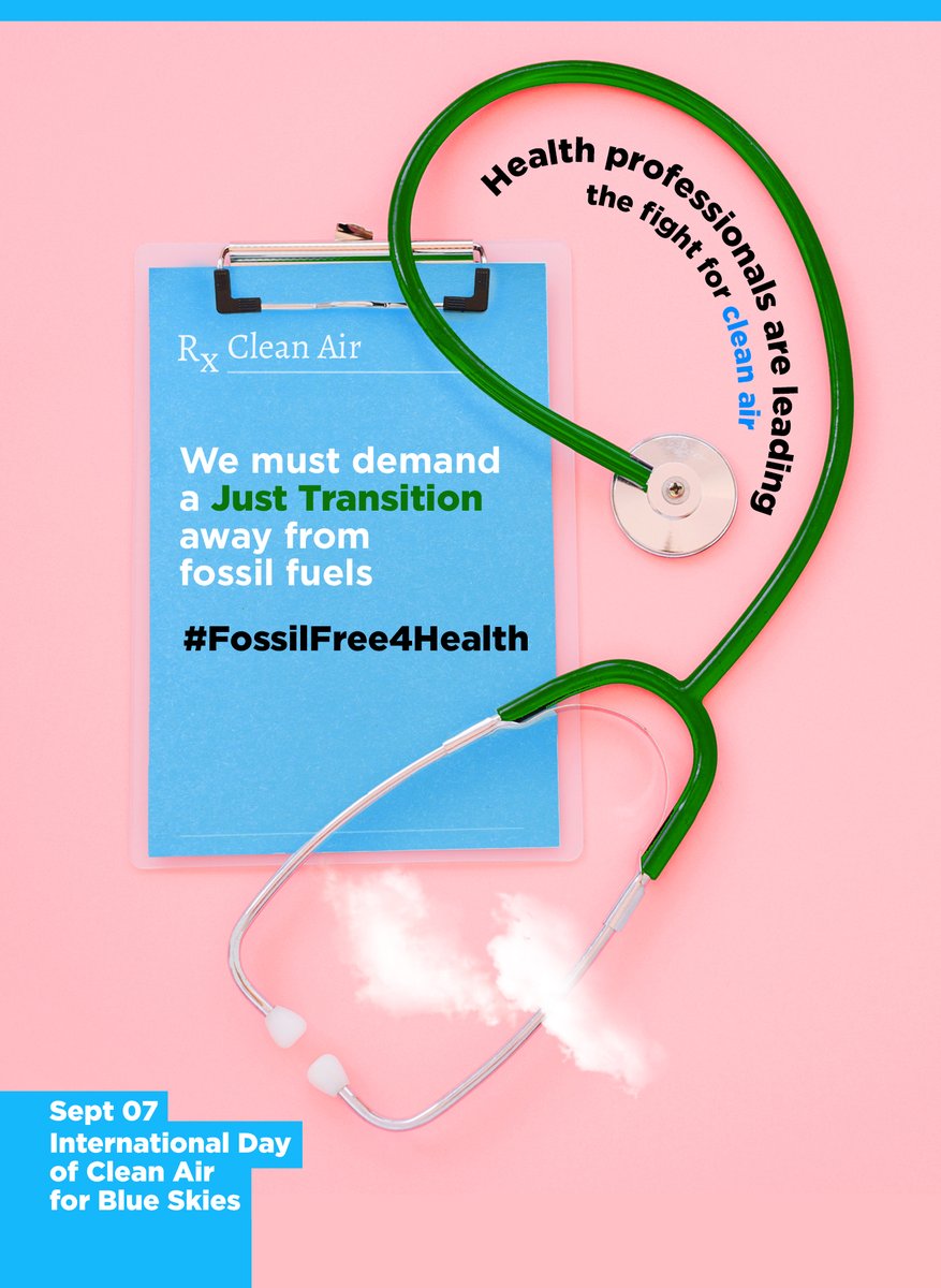 Today, on #WorldCleanAirDay, envision a world where we unite #TogetherForCleanAir to tackle the air pollution crisis!

We could all breathe easier as we would #EndFossilFuels as well. Let’s fight for a better, happier, healthier future. 

#FossilFree4Health #FossilFreeAir