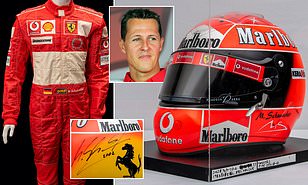 Michael Schumacher's memorabilia has fetched over £2MILLION at an auction. Buyers splashed out £600,000 MORE than expected. This week the #F1 icon was described as 'a case without hope', nearly ten years after his skiing accident. #seanknows