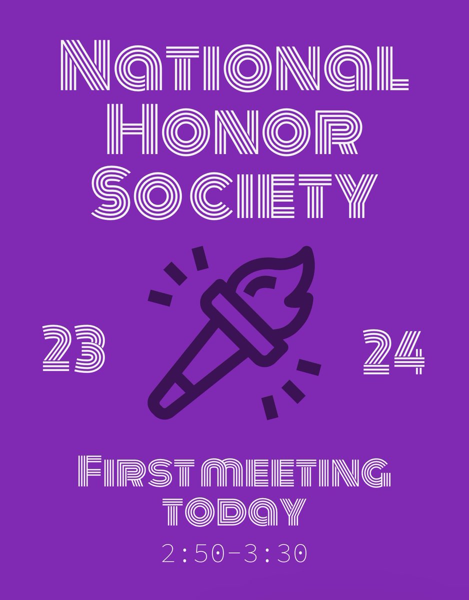 Welcome back class of 2024 NHS members! 💜
Our first meeting is today, after school in the cafeteria at 2:50!