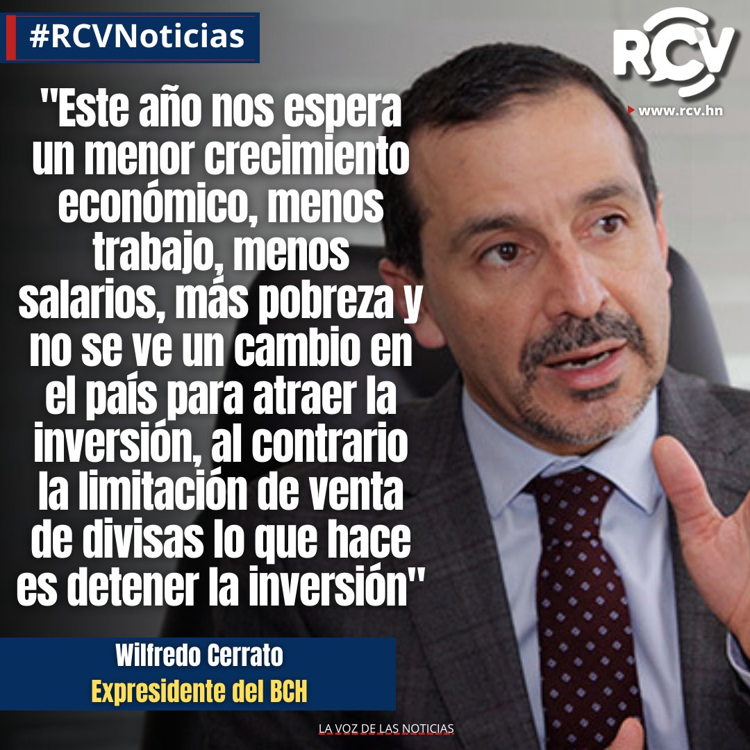 RCVHonduras's tweet photo. #RCVNoticias 

⬇️ "La limitación de venta de #divisas lo único que hace es detener la inversión de tener más #empleos y también el que tiene #dólares aquí prefiere llevarlos afuera porque le da temor invertirlos", Wilfredo Cerrato, Expresidente del BCH. https://t.co/jY0qOVGaLF