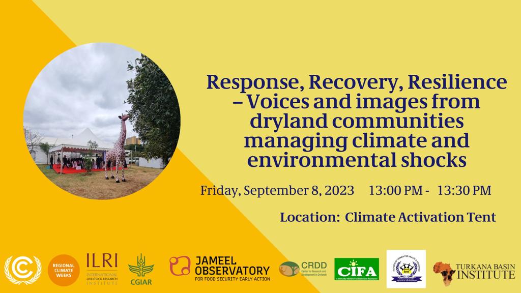 Tomorrow 8 September, at 1300: Join us at the Actvation tent exploring how dryland communities manage climate shocks through Response, Recovery, Resilience #earlyaction #anticipatoryaction #drought with @twahirah3 @GuyoMalichaRob1 @CyMugo and friends