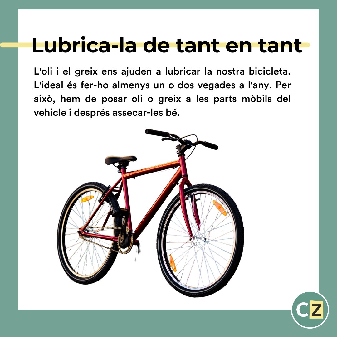 Solidanca's tweet photo. 🤔💭 No saps com allargar la #vidautil de la teva bicicleta? Avui et donem tres consells per mantenir la teva #bicicleta en bon estat.
📲 Si vols més consells sobre manteniment i reparació d’objectes, segueix-nos al perfil! #CercleZero #Manteniment #Reparació #Solidança https://t.co/BBXw6Vpjao