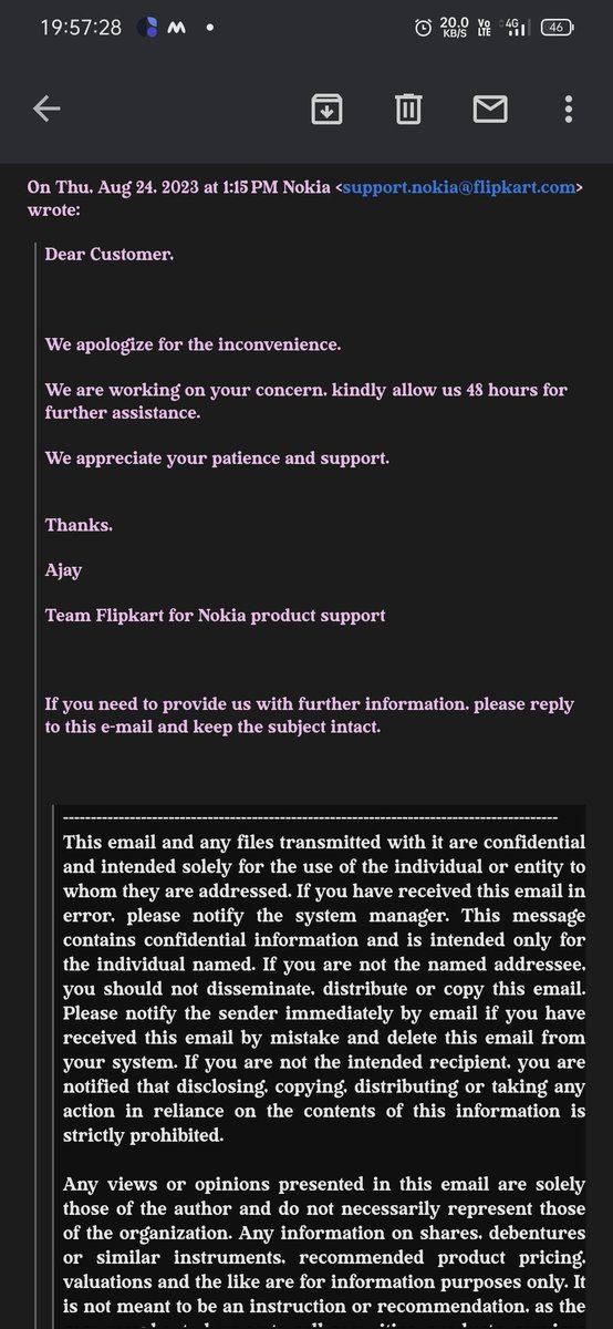 MSwethaReddy2's tweet photo. @nokia @flipkartsupport @Flipkart  Hi Nokia.. I am having issue from with nokia purebook s14 and asked for custom support. No response from the support agent and getting automated replies always from team. Please assist me and help me out https://t.co/BG91By2x2k