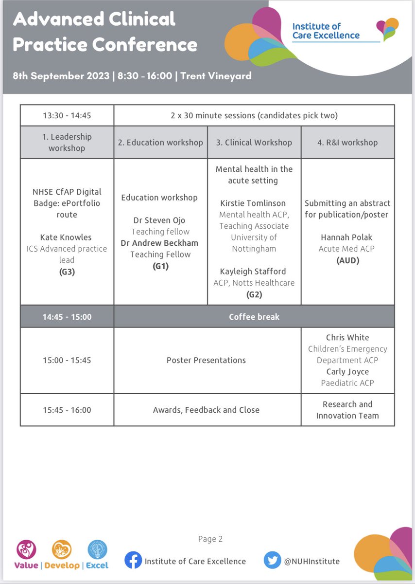 Looking forward to welcoming our speakers and attendees to our NUH advanced clinical practice conference tomorrow @TeamNUH @AcpsNuh should be a great day