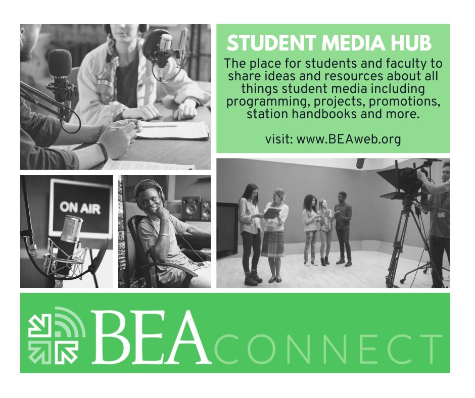 BEAWebTweets's tweet photo. We are seeking all things #BEAstudent media!  Share programming, projects, promotions, and station handbooks with BEA members.  Help us build our Student Media Hub.  https://t.co/YWyiBwgqta https://t.co/BZpmOAp15J