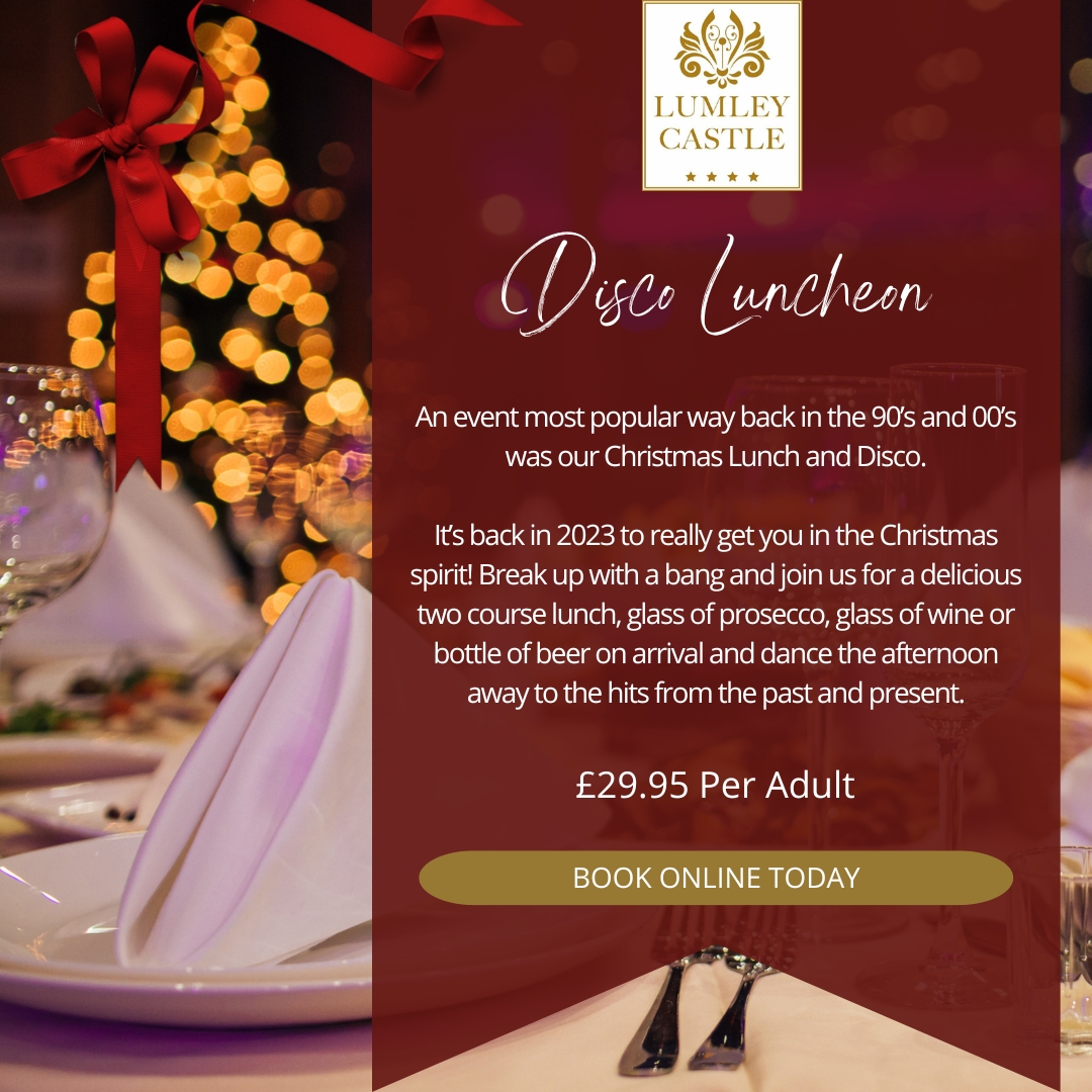 Win Disco Lunch Tickets for Two! 🍽️  🎄 
12 Days of Quizmas - Join in the fun!  

❓ Question: How tall is Lumley Castles' biggest indoor Christmas Tree? 

Like, comment your answer and share this post to be entered! GOOD LUCK! 🍀 🎅 
Winner announced on the 12th day of Quizmas..