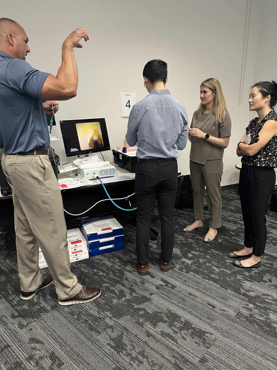 Second group of fellows enjoying multiple hands on advanced endo stations including LAMS stent placement, endoscopic suturing and more with invited faculty. @WUGastro @SighPichamol @ThirdspaceEndo @amitbhattMD @JenKolbMD