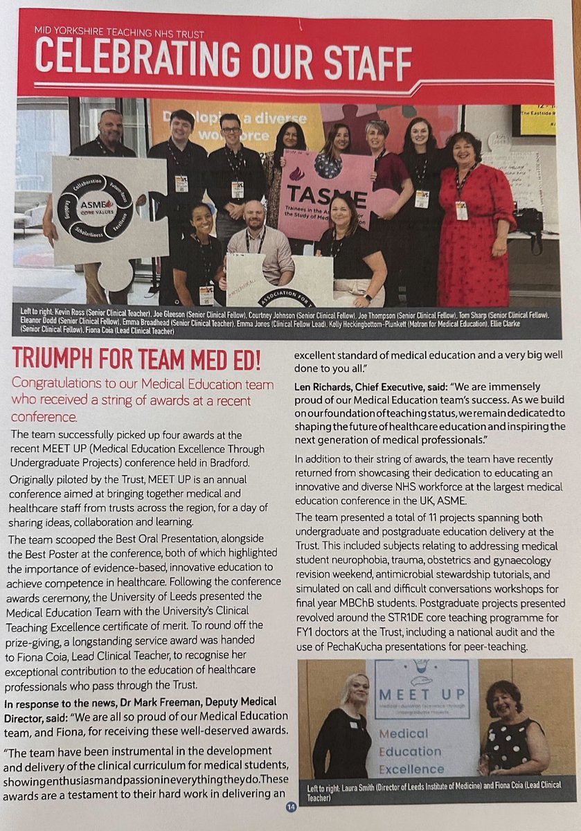 MESH (@midyorksmesh) on Twitter photo We’re thrilled to have been featured in the <a href="/MidYorkshireNHS/">Mid Yorkshire Teaching NHS Trust</a> Trust-wide roundup for our recent successes at #MEETUP and our presentations at <a href="/asmeofficial/">Association for the Study of Medical Education</a> conference! #MedEd We’re thrilled to have been featured in the <a href="/MidYorkshireNHS/">Mid Yorkshire Teaching NHS Trust</a> Trust-wide roundup for our recent successes at #MEETUP and our presentations at <a href="/asmeofficial/">Association for the Study of Medical Education</a> conference! #MedEd