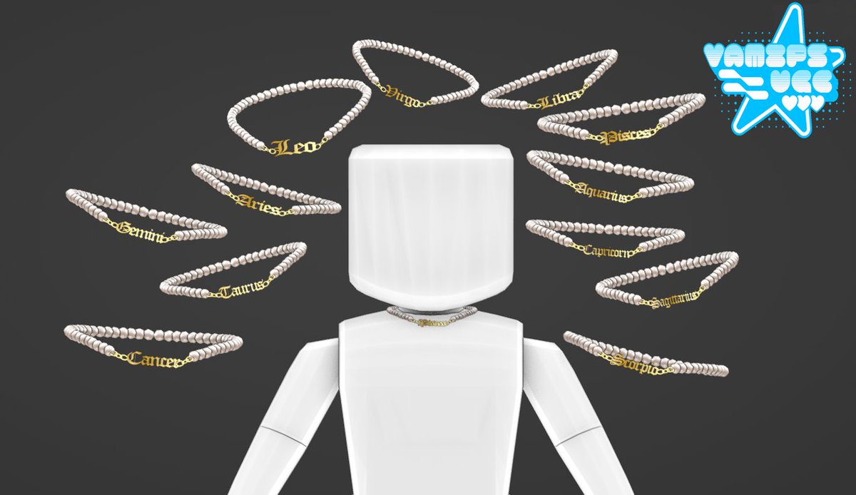 vamzpss's tweet image. Zodiac Necklaces
~UGC Concept#21
~Commission #7 @ 0FFJAIII on roblox
~Check out my discord server for Commissions n Prices ⬇️
discord.gg/Wr3hSUwcJN
#roblox #robloxugc #robloxugcconcept #robloxdev #robloxart #ugccommunity #UGCcontent #ugccomission
